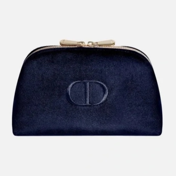 NWOT Dior Blue Velvet Cosmetic Bag with Beauty Items - Picture 1 of 13